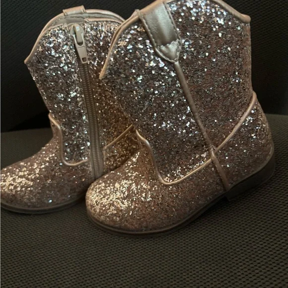 Kelly & Katie Glitter Kids Boots - Gold and Tan - Picture 2 of 5